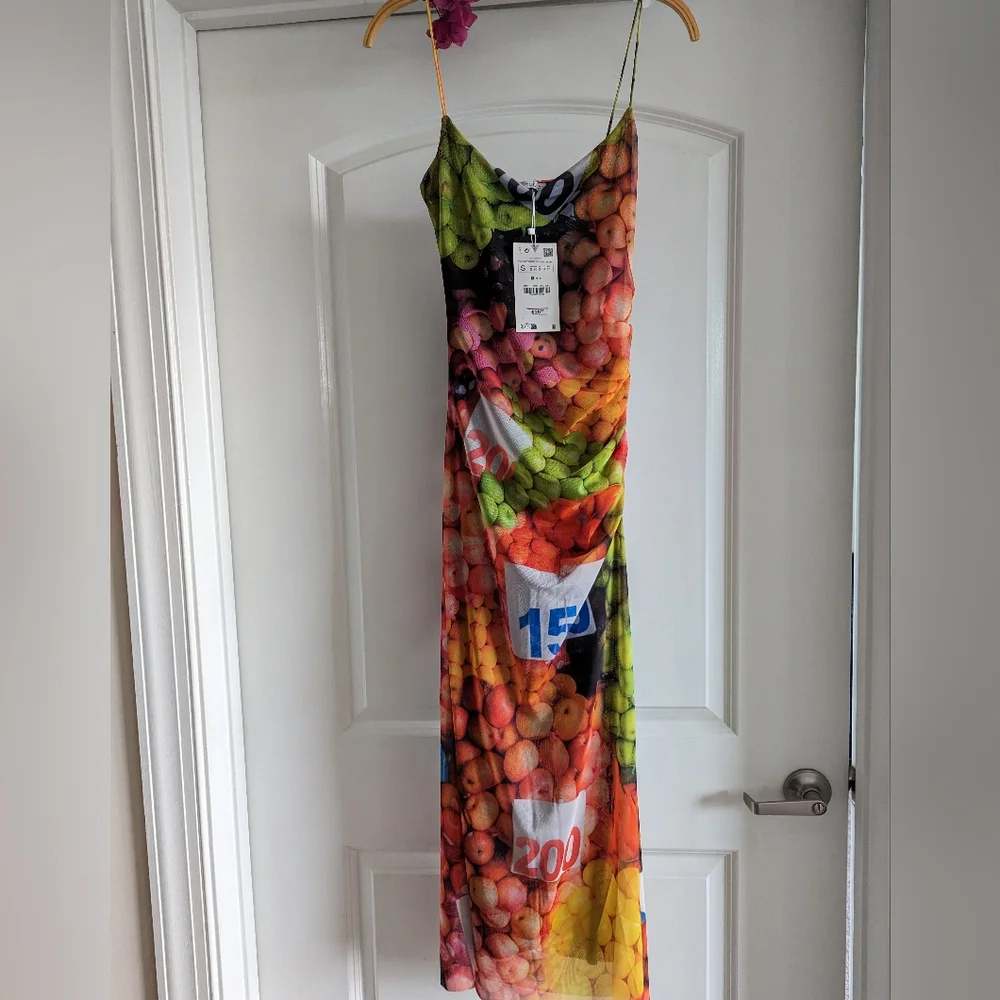 Zara Multicolor Fruit-Print Slip Dress - Picture 5 of 8